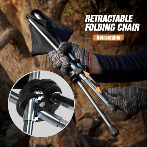 REDCAMP 2 Pack Ultralight Camping stools with Retractable Legs, Portable 3 Legged Tripod Camping Stools for Adults Fishing Backpacking Hunting, Black - color: Black, style: 2 pack Ultralight