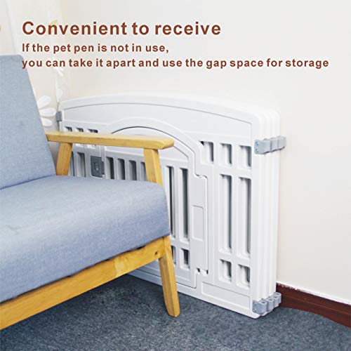 Pet Playpen Gate for Dogs Heavy Plastic Puppy Exercise Pen Small Pets Fence Puppies Folding Cage 4 Panels for Puppies and Small Dogs House White (33.5x33.5 Inches) - color: White, style: WHITE 4*panel