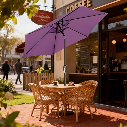 Blissun 7.5 ft Patio Umbrella, Yard Umbrella, Outdoor Market Umbrella with Push Button Tilt Crank, Lilac - color: Lilac