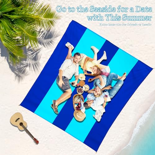 Beach Blanket Waterproof Sandproof 1-7 Adult Oversized 78 '' × 81 '' Lightweight Durable Compact Sand Free Extra Large Beach Mat for Travel Camping Hiking Picnic Blanket - color: 2blue, size: 78“x81”