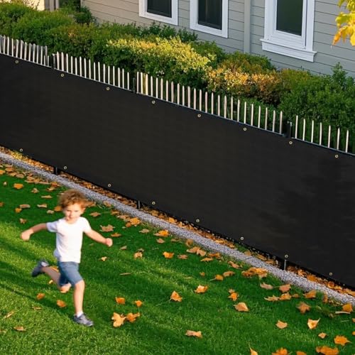 4' x 20' Privacy Fence Screen with Brass Grommets Heavy Duty Fencing Cover Windscreen Mesh Shade Net Cover Zip Ties Included for Backyard Garden Patio Outdoor, Black