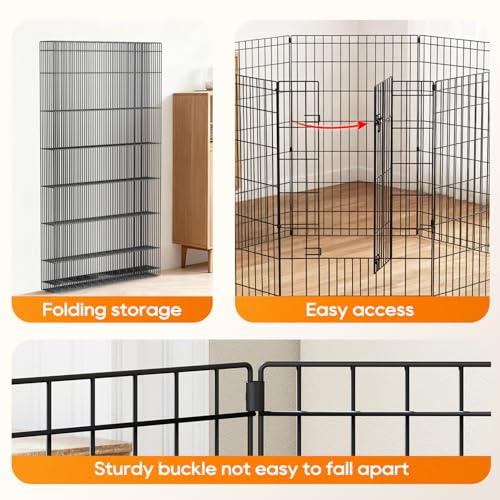 NChanmar Pet Dog Palypen Foldable Portable Metal Dog Fence Pet Exercise Pen Outdoor & Indoor Puppy Palypen Kennel 42 Inch Height 8 Panels w/Door for Camping Yard Lawn and BBQ, Black - size: 42 In