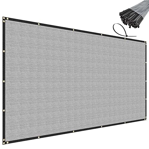 SunnyRoyal 6' x 3' Grey Privacy Fence Screen Heavy Duty Windscreen Mesh Fencing Shade Fabric with Brass Grommets for Outdoor Fence Garden Patio Swimming Pool - color: Gray, size: 6' x 3'