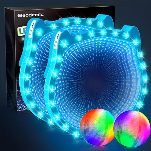 3D LED Light Up Toss Catch Ball Game Set Toys for Back Yard Outdoor Party Favors Glow in Dark Sticky Paddle Baseball Gift Age 3 4 5 6 7 8 9 10 11 12 Years Old Girls Boy Kid Family Adult - color: Blue 2 Paddle 2 Balls