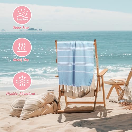 YSYJ 12 Pack Turkish Beach Towel Oversized Beach Towels 36"x71"Turkish Towel Soft Sand Free Quick Dry Lightweight Beach Towel Bath Towels Blue - color: Blue, size: 36"x71"- 12 Pack