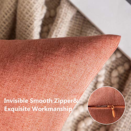MIULEE Pack of 2 Decorative Outdoor Solid Waterproof Throw Pillow Covers Spring Faux Linen Garden Farmhouse Cushion Cases for Summer Patio Tent Balcony Couch Sofa 16x16 Inch Coral Red - color: Coral Red, size: 16" x 16" (Pack of 2)