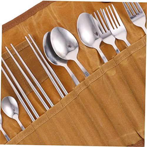 Camping Utensil Set with Carrying Bag Portable 10-Piece Travel Tableware Set Lightweight Cutlery for Picnics Backpacking and Outdoor Dining