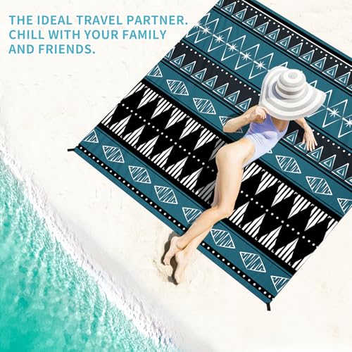 Beach Blanket 78''×81'' Suits 1-5 Adults Waterproof Sandproof Oversized Waterproof Lightweight Durable Beach Blanket Large Picnic Mat for Travel Camping Picnic - color: Boho, size: 78''x81''
