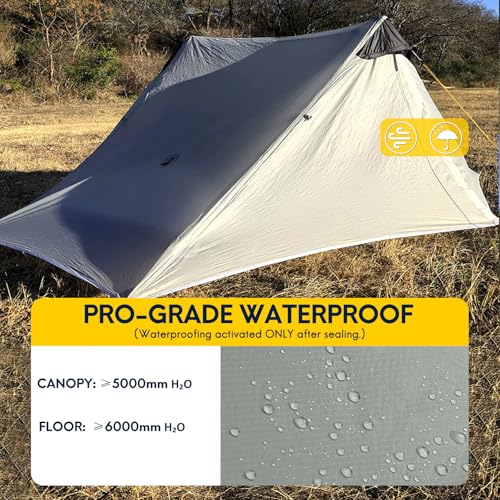 LANSHAN Ultralight Tent 3-Season Backpacking Tent for 1-Person or 2-Person Camping, Trekking, Kayaking, Climbing, Hiking - color: 2-person, grey