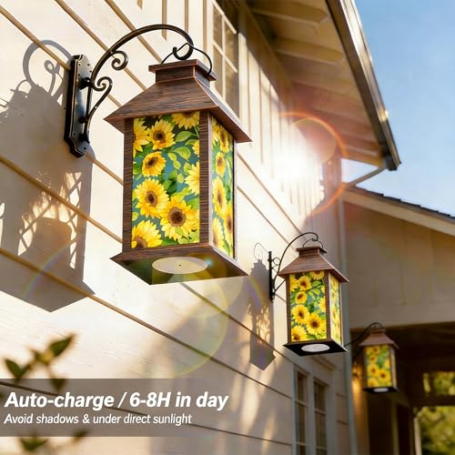 Sunflower Solar Lanterns Outdoor Waterproof, Decorative Solar Lantern with Flickering LED Candle, 13 Inch Hanging Garden Lantern for Porch Patio Yard Decor, Gifts for Women Mom Grandma, 1 Pack - size: Sunflower 1 Pack