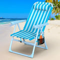 Suteck Backpack Beach Chair, 6-Positions Beach Chairs for Adults with Cooler Bag, Reclining Beach Chair with Cup Holder Folding Camping Chair for Sand Outdoor - color: Light Sky