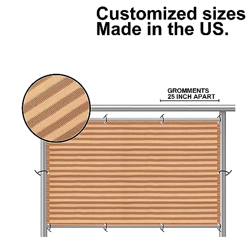 Eden's Decor Balcony Privacy Screen Brown/Khaki 2'6"x 6' Cover Mesh Windscreen Weather-Resistant UV Protection for Backyard Deck, Patio, Balcony, Pool, Porch, Fence, Railing, Gardening - color: BROWN/KHAKI, size: 2'6"x 6'