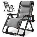 NAIZEA Padded Zero Gravity Chair, Cooling Fabric Folding Outdoor Lounge Chairs, Adjustable Reclining Camping Chairs with Cup Holder, Ergonomic Patio Lawn Chair for Balcony Beach Deck Yard - color: Ice Silk Gray, style: Zero Gravity Chair