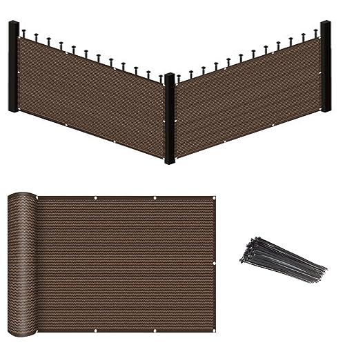Eden's Decor Balcony Privacy Screen Brown 2'6"x 7' Cover Mesh Windscreen Weather-Resistant UV Protection for Backyard Deck, Patio, Balcony, Pool, Porch, Fence, Railing, Gardening - color: Brown, size: 2'6"x 7'