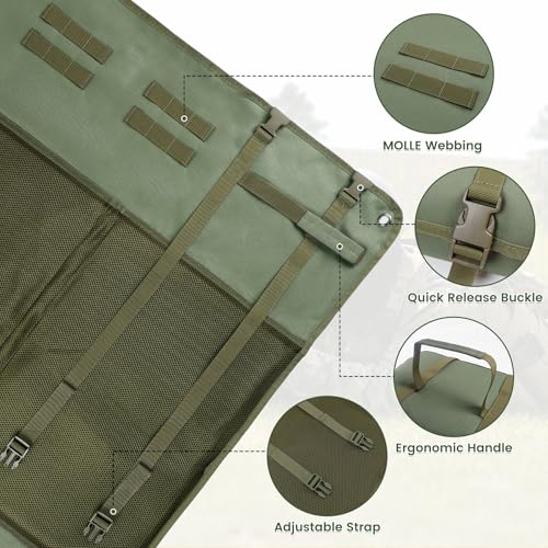 Shooting Mats Prone Padded,Extra Large Tactical Training Shooting Mat for Range Shooting & Hunting, Compact Foldable Water-Resistant Anti-Slip Base with Carry Strap Hunting Mat - color: Green