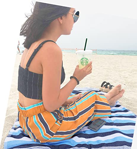 Turkish Beach Towel Extra-Thick & Oversized w/Pocket 100% OekoTex Cotton Blanket (38x75) ShoreSecrets-Warm! Collection | Made in Turkiye - color: Aqua Warm
