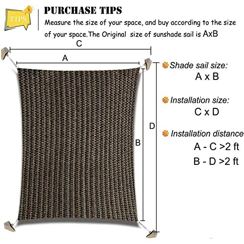 Rectangle Sun Shade Sail Canopy, 16' x 26' Patio Shade Cloth Outdoor Cover - Sunshade Fabric Awning Shelter for Pergola Backyard Garden Carport (Brown) - color: Brown, size: 16' x 26' Rectangle