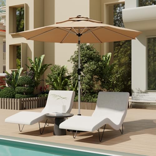 10FT 3-Tier Aluminum Outdoor Patio Umbrella, Fade-Resistant Market Umbrella with Push Button Tilt Function, 8 Sturdy All-Aluminum Ribs for Gardens, Patios, Backyards & Pools - color: Beige, size: 10FT-3Tier (Aluminum Umbrella)