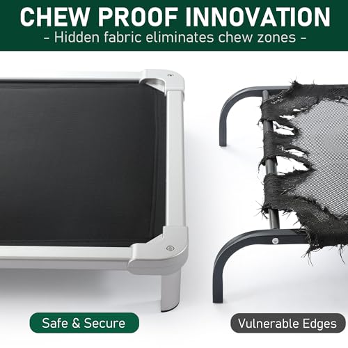 Senneny Chew Proof Elevated Dog Bed Large Sized Dog, Raised Cot for Indoor Outdoor Camping, Heavy-Duty Chew Resistant Hidden Fabric Indestructible Dog Bed, L, 50" L x 33" W x 8" H - size: L - 50"L x 33"W x 8"H