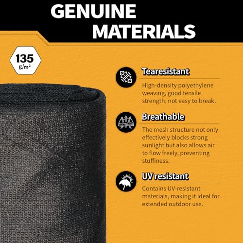 3x30Ft Garden Privacy Fence Screen, 145GSM Heavy Duty 90% Blockage Windbreak Mesh Tarp with Reinforced Edges & Anti-Rust Grommets, Includes Zip Ties for Garden, Yard, Backyard, Outdoor, Black - color: Black, size: 3' x 30'-Finished Size