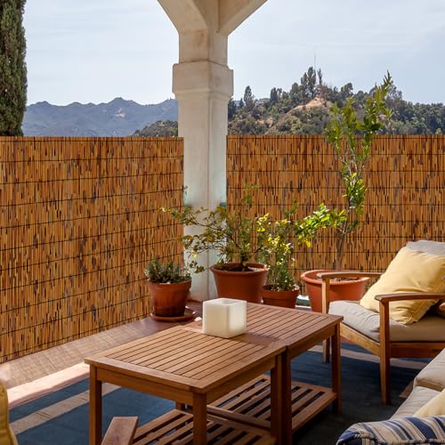 Natural Reed Fencing 6FT X 16.4FT Reed Fence 6FT High Balcony Reed Fence Privacy Reed Screen for Outdoor Backyard Patio(Brown) - size: 1 Pack 6FT×16.4FT