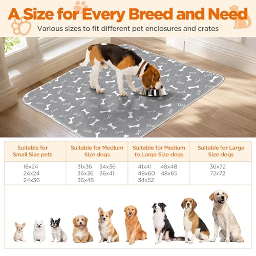 Washable Pee Pads for Dogs, 2Pack Reusable Puppy Pads, Fast Absorbent Dog Pee Pads for Crate Pet Training Pads, Waterproof Whelping Pads for Dogs Bed Mat Crate Indoor (Grey, 18x24) - color: Gray, size: 18*24 Inch (Pack of 2)