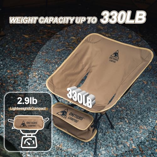 ONETIGRIS Tigerblade Camping Chair, Lightweight Folding Backpacking Hiking Chair, Compact Portable 330 lbs Capacity - color: Coyote Brown