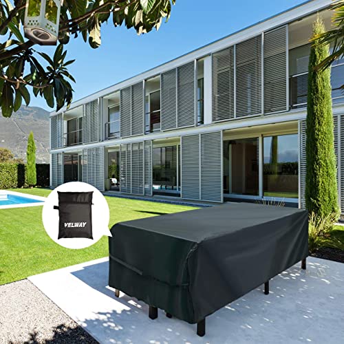 Velway Patio Table Cover Rectangle Waterproof Patio Furniture Cover for Outdoor Table and Chairs 84”Lx52”Wx29”H Oxford Tear-Resistant Wind Dust Proof Paito Furniture Covers