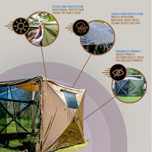 Clam Quick-Set Wind & Sun Panels 2-Pack – Brown Screen Tent Sidewalls – Fits Traveler, Venture & Escape – Shade & Privacy – Carry Bag – Tent Not Included - color: Brown, size: 2 Panel