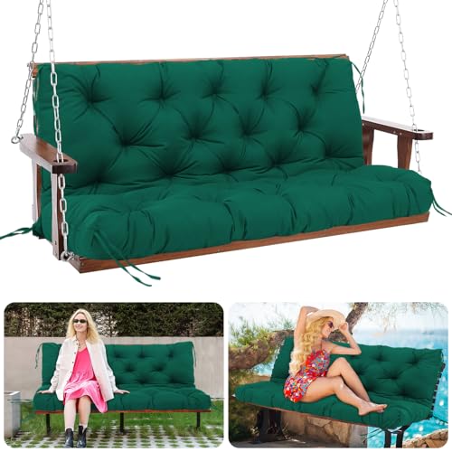 Porch Swing Cushions 48 inch Waterproof Outdoor Swing Cushion Replacement 2 Seater Thick 5in Patio Swing Cushions for Outdoor Furniture Bench (Dark Green-48x40inch) - color: Dark Green, size: 48x40x5inch
