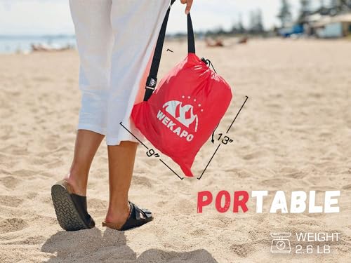 WEKAPO Inflatable Couch Air Lounger Chair - Camping & Beach Accessories, Portable Blow up Sofa for Hiking, Lawn, Indoor/Outdoor Movies & Music Festivals. Lightweight and Easy to Set Up Air Hammock - color: Red
