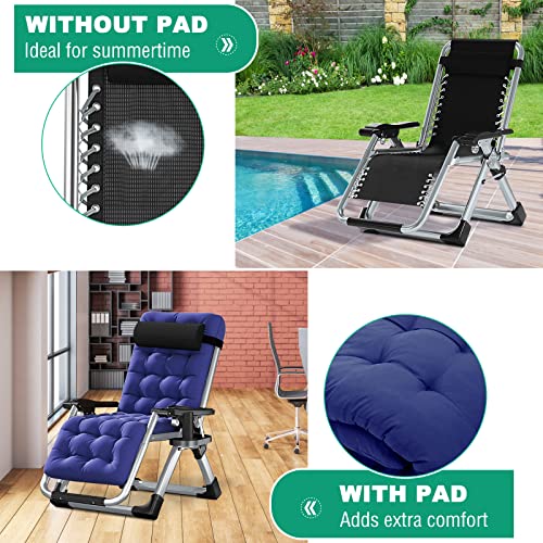 LILYPELLE Zero Gravity Chair, Premium Lawn Recliner Folding Portable Chaise Lounge with Detachable Cushion, Headrest and Cup Holder, Reclining Patio Lounger Chair - color: Noble Blue Gray, style: Zero Gravity Chair