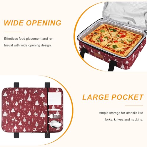 BBV Insulated Casserole Carrier for Hot or Cold Food, Food Warmer Bag Fits 9"x13" Baking Dish, Durable Nylon Leak Proof Food Containers for Travel, Potluck, Parties, Picnic, Cookouts (Christmas Elk) - color: Christmas Elk