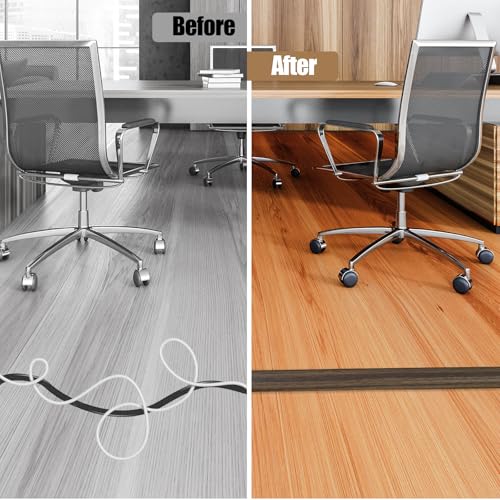 Floor Cord Cover Self Adhesive Cord Hider,3.3FT Cable Management, Extension Strip Protector for Wires, Prevent Cable Trips for Offices, Gyms, Exhibitions Cavity:0.3"(W) x 0.28"(H) Wood Walnut - color: Wood walnut, size: 0.78" x 3.3'