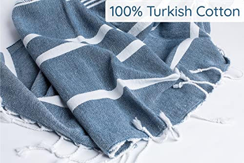 Premium Turkish Beach Towel – 100% Cotton, Sand Free, Oversized, Quick Dry Beach Towel 35”x67” – Ideal for Travel, Pool – Navy - color: Navy