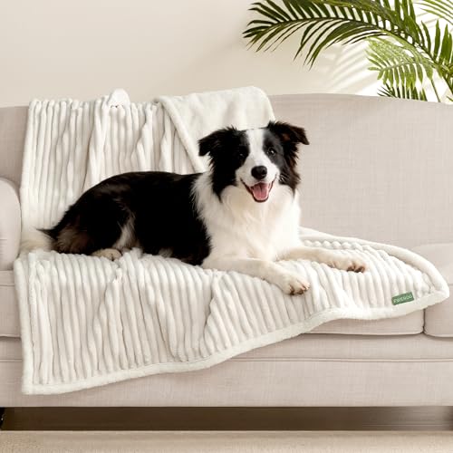 Waterproof Dog Blanket for Couch - Washable Medium Pet Blanket for Furniture Protector, Cozy Fleece Calming Dog Crate Blankets for Indoors & Outdoors, Cream, 40"x50" - color: Cream, size: L(40x50")