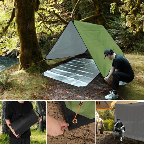 RedSwing 2-Pack Heavy Duty Survival Blanket, Waterproof Emergency Thermal Tarp, Multipurpose Reflective Insulated All Weather Blankets for Camping Hiking, Green,11.8 x 8.5 ft - color: 2-pack Green 142"x102"