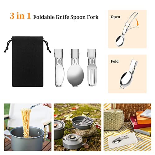 Camping Cooking Utensils Set, Stainless Steel Grill Tools, Camping BBQ Cookware Gear and Equipment for Travel Tenting RV Van Picnic Portable Kitchen Essentials Accessories - color: Black-28 PCS
