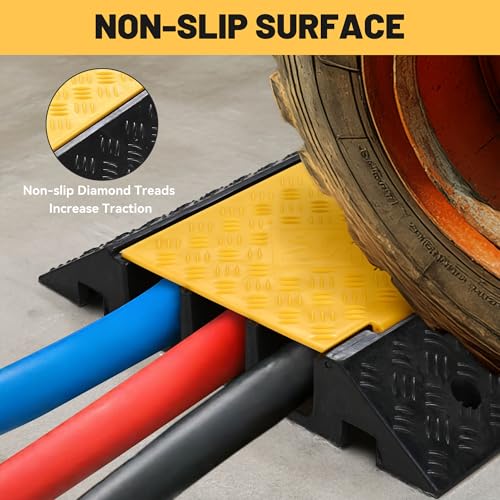 Yescom Cable Ramp Protector 3 Channel Garden Hose Protecitive 44000 Lbs Load Capacity Heavy Duty, 35.43"x23.62"x4.33" Speed Bump for Road, Driveway, Walkway and Commercial Use - size: 4.3"H - 3 Channel