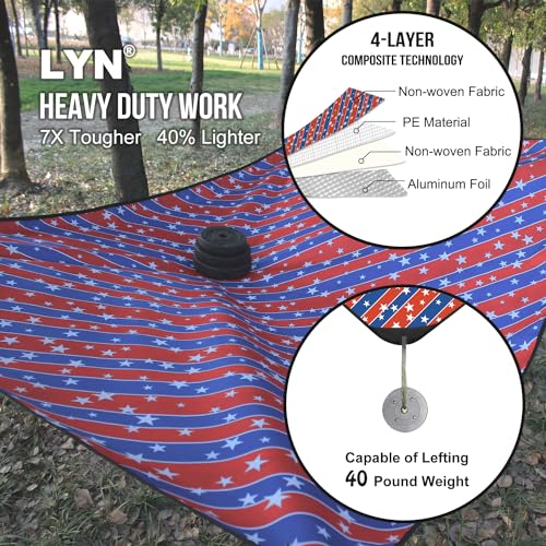LYN Heavy Duty Emergency Blanket Survival Gear Waterproof Insulated Blanket Emergency Tarp for Camping, Hiking, Bushcraft - color: Star Spangled