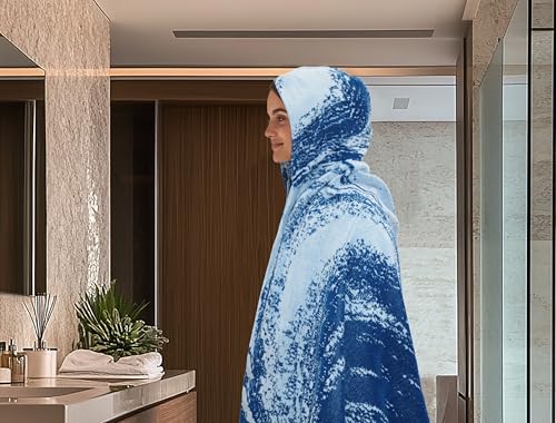COTTON CRAFT Hooded Beach Towel - Oversized XXL 35x84 Towel with Hood for Adults - The Big Kahuna 7 Foot Large Beach Blanket Towel - Big & Tall Soft 100% Cotton Velour Pool Bath Wrap - Waves Blue - color: Surf Blue, size: 1 Pack - 35x84 Hooded