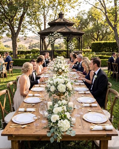Nervure 350PCS Gold Plastic Plates - Gold Plastic Dinnerware Sets for 50 Guests - 100 Disposable Plates, 150 Silverware, 50 Cups, 50 Napkins for Wedding & Party & Mothers Day - color: Gold