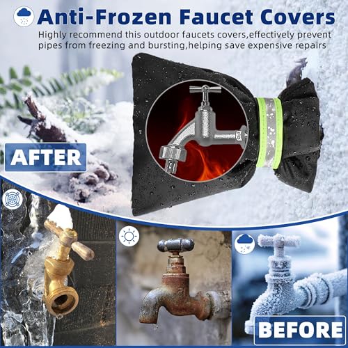 Outdoor Faucet Covers for Winter Freeze Protection 4 Pack Reusable Garden Faucet Cover Socks for Various Faucet Water Spigot Pipe Hose Bib,Waterproof Insulated Anti-Freeze Covers-Reflective Velcro - style: Reflective Velcro