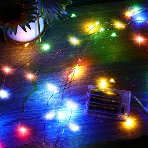 Ariceleo Led Fairy Lights Battery Operated, 2 Packs Mini Battery Powered Copper Wire Starry Fairy Lights for Bedroom, Christmas, Parties, Wedding, Centerpiece, Decoration (5m/16ft Multi-Colored) - color: Multicolor, size: 2 Pack