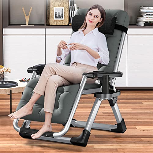 LILYPELLE Comfy Folding Chair, Folding Lounge Chair for Bedroom and Living Room, Folding Reclining Patio Chairs with Removable Cushion for Indoor Outdoor - color: Smoky Gray