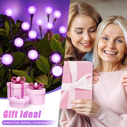 ZFNN Solar Garden Lights Outdoor, 4 Pack Firefly Swaying Lights Purple, Waterproof 4 Pack 24 Heads Garden Decor for Yard Patio Pathway Lawn, Gardening Gifts for Women Christmas Decoration - color: Purple, size: 4 Pack 24 LED