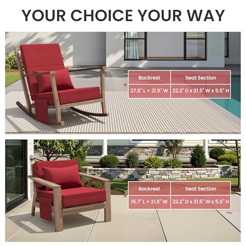 Crestlive Products Foldable Outdoor Chaise Lounge Cushions with Head Pillow and Side Pockets, Water Resistant & Fade Resistant Lounge Chair Cushion, 72''L x 21''W, Set of 2, Chili - color: Chili, size: 72"l X 21"w