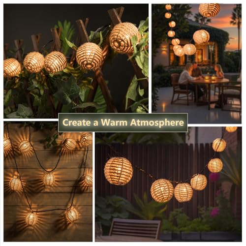 Outdoor-String-Lights-Waterproof, Boho String Lights for Patio, Garden, Porch, Balcony, Gazebo Decorative (Twine Ball) - style: Twine Ball