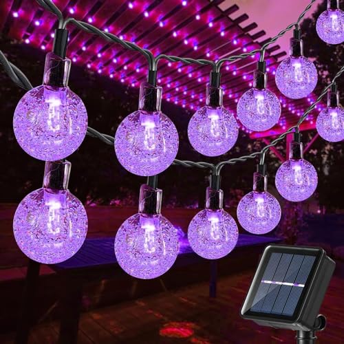 Toodour Solar String Lights Outdoor, 36ft 60 LED Globe String Light with 8 Mode, Waterproof Crystall Ball Lights Solar Patio Lights for Garden, Lawn, Patio, Gazebo, Yard, Outdoor Decor - Purple - color: Purple, size: 36ft