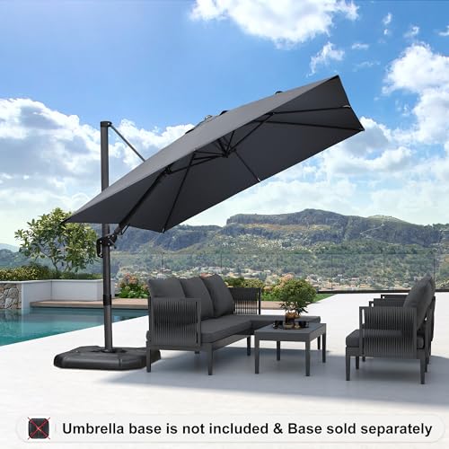 PURPLE LEAF 9.8' X 9.8' Left-right Tilting Patio Umbrella Outdoor Cantilever Swivel Square Umbrella Aluminum Offset Umbrella with 360-degree Rotation for Garden Deck Pool Patio Light Grey - color: Light Grey, size: 10' X 10', style: Left-right Tilt